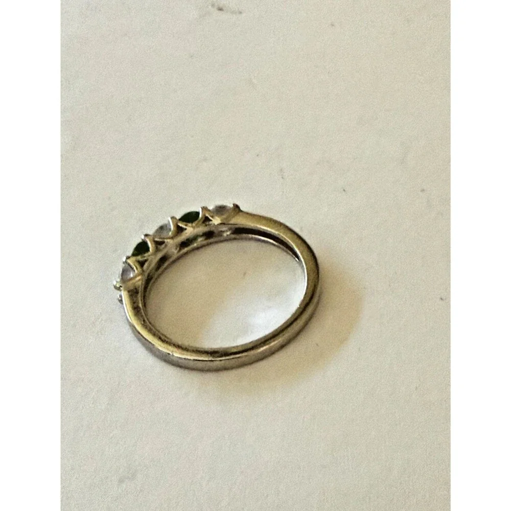 Vintage Sterling Silver Emerald White CZ Multi Stone Ring Size 9.75